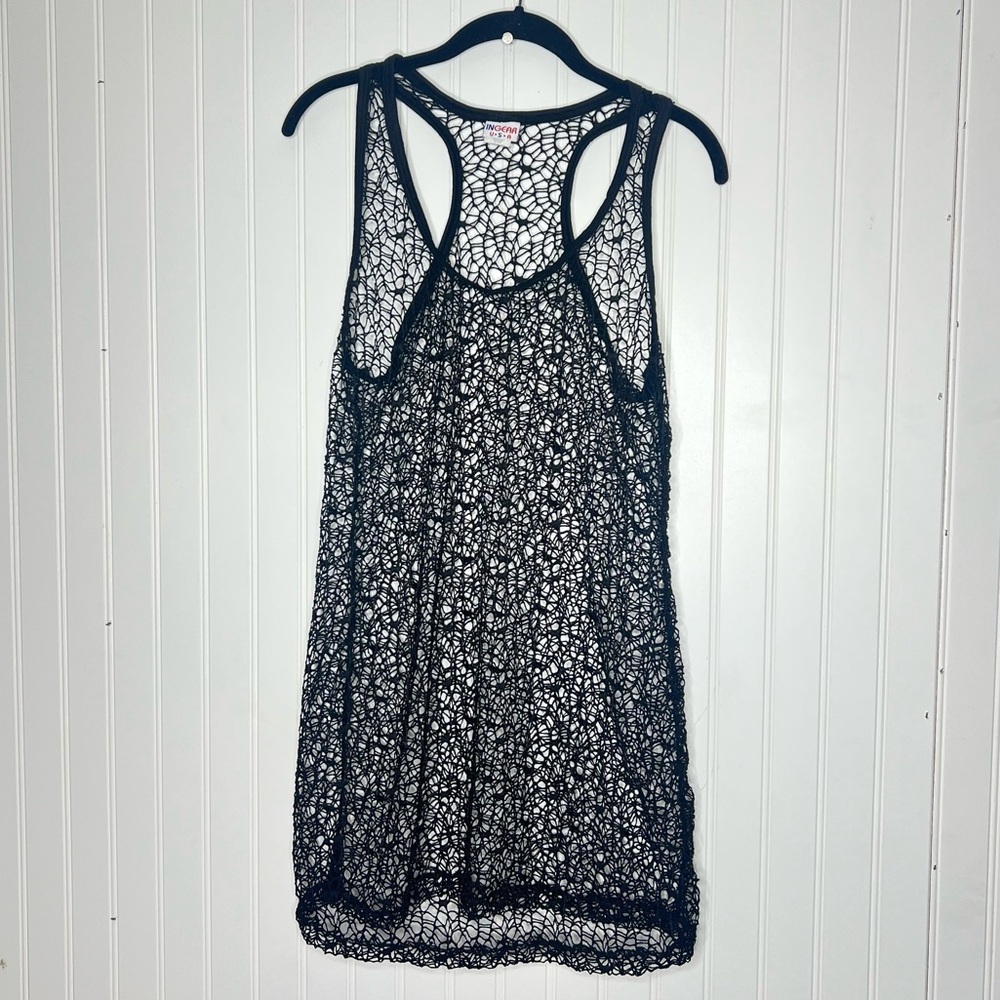 Vintage INGEAR U.S.A Racerback Mesh Netting Swimsuit Cover Mini Dress Size Large